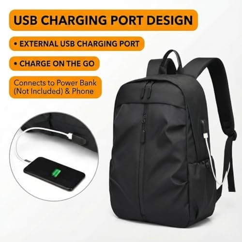 mefound Laptop Backpack for Men Fashion Lightweight Casual bag Daypacks with USB Port 35L Waterproof Travel Business Backpack for School 15.6 Inch Black — view 3