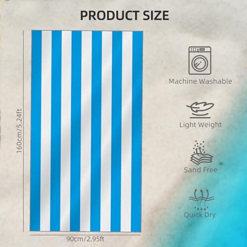 CNMTCCO Large Beach Towel for Adults with Bag - Quick Dry Microfibre - 100% Recycled Towel - Sand Free, Lightweight, Compact (160x90cm, 63x35in) (Light Blue) — view 4