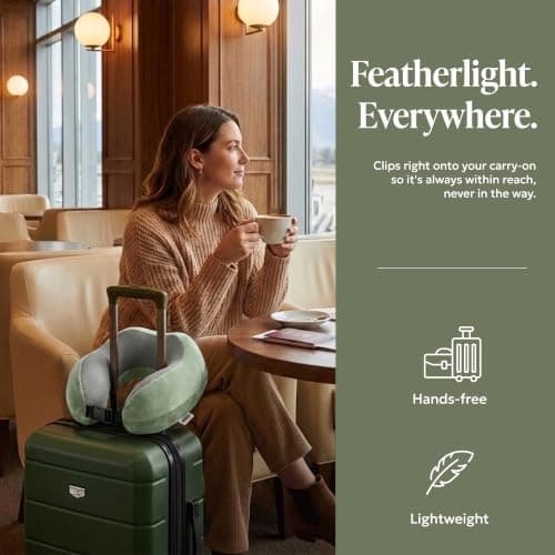 LUGG Memory Foam Travel Pillow – 360° Ergonomic Neck & Head Support, Slow Rebound Cushioning, Breathable Cover, Lightweight U-Shape Pillow for Flights, Trains & Cars, Includes Storage Bag - Sage Green — view 3