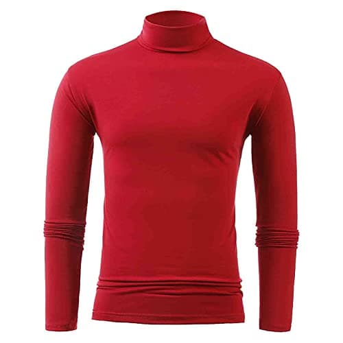 Men's Long Sleeve Turtleneck Thermal Shirt, Lightweight Base Layer Undershirt Pullover Made from Soft Breathable Fabric, Ideal for Layering, Cold Weather and Daily Casual Use(Wine, M) — view 3