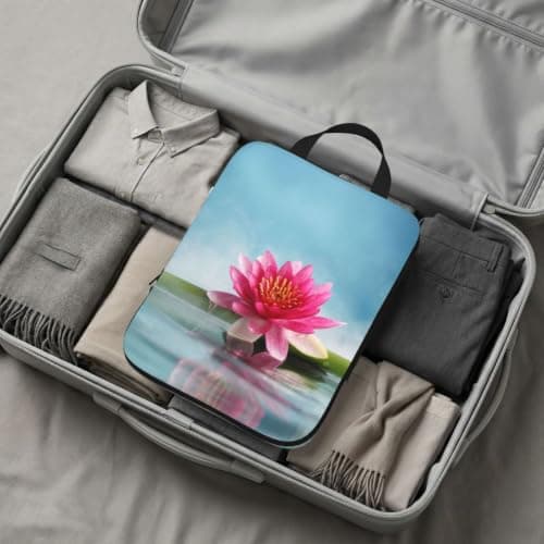 Lotus Flower Bamboo Compression Packing Cubes 4 Set,Travel Luggage Organizers With Smooth Dual Zippers,Water-Resistant Suitcase Storage Bags — view 6