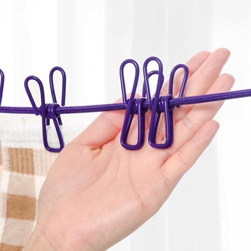 Beach Vacation Essentials Portable Clothesline Retractable, Vacation Essentials Clothesline Clothing Line with 12 Clothes Clips for Camping Essentials, Travel Accessories, Rv Accessories (Red) — view 2