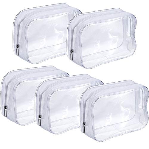 Clear Cosmetic Bag,Toiletry Carry 5 Pieces PVC Waterproof Toiletry Organizer Case with Zippers for Men and Women Travel Business Vacation Bathroom Organizing