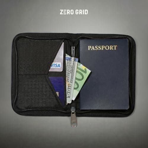 Zero Grid Passport Holder & Travel Wallet with RFID Blocking - Premium Document Organizer Case for Men and Women - Holds Passports, Cards, Tickets, ID, Cash - Compact Zippered Wallet - Midnight — view 2