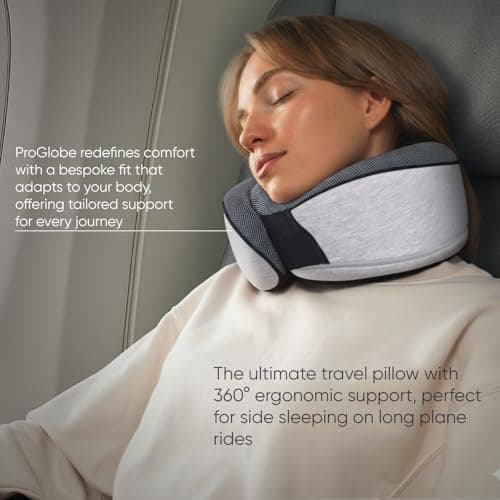 Proglobe Neck Pillow for Travel, Memory Foam, Long Haul Flights, Grey — view 6
