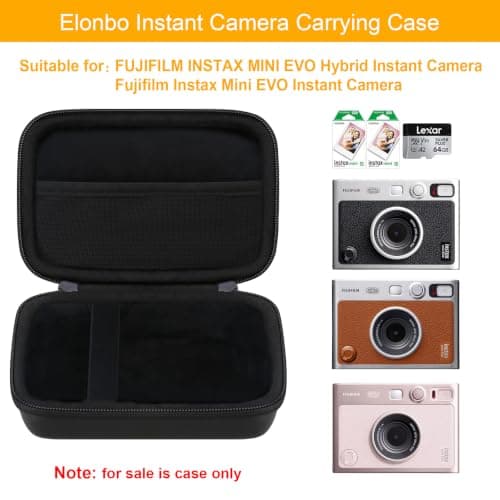 Camera Carrying Case Compatible with Fujifilm Instax Mini EVO Instant Camera, Camera Lens cover Photo Printer Travel Protective Storage Holder, Extra Mesh Pocket Fits Film Charger SD Card,Black — view 2