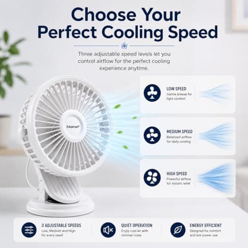 A2Z 5 Inch USB AC DC Desk Fan Clip Fan 2 in 1 Portable Mini Cooling Fan — view 4