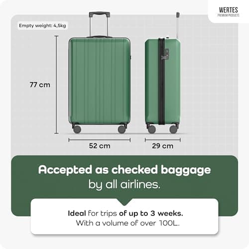 Wertes Large Suitcase 77cm – 100L Hard Shell Trolley with TSA Lock & Spinner Double Wheels – Lightweight ABS Luggage – Durable Travel case with organised Interior — view 3