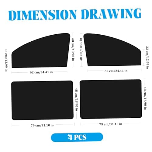 Car Window Shades 4Pcs Magnetic Stretchable Side Window Sun Shade Light Proof Privacy Car Covers Foldable Universal UV Protection for Camping and Travel — view 2
