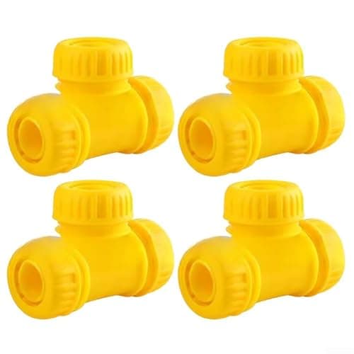 4 Pack Garden Hose Splitter 3 WAYs, Quick Connect Fitting Yellow, Leak Proof Water Diverter for Outdoor Irrigation, Plastic Hose Joiner Set with Multi Size Pipe Connector (1in, (1/2inch) — view 2