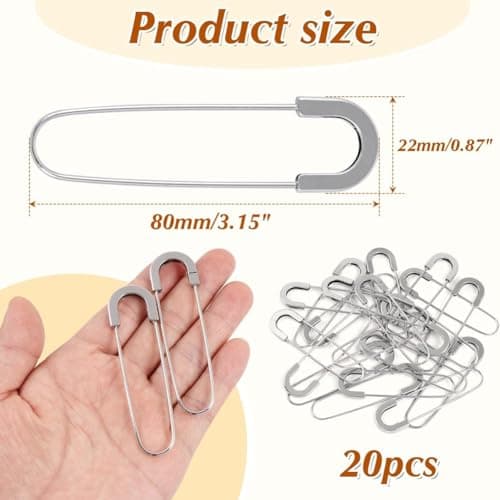 Erpmlyo Giant Safety Pins 3 Inch - 20 PCS Coilless Pins for Craft Projects — view 6