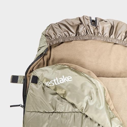 Westlake Kougar 3 Season Sleeping Bag with Bed Chair Straps & 2-Way Crash Zips, Water Resistant & Lightweight Bivvy Sleep System for Adults (Brown) — view 3