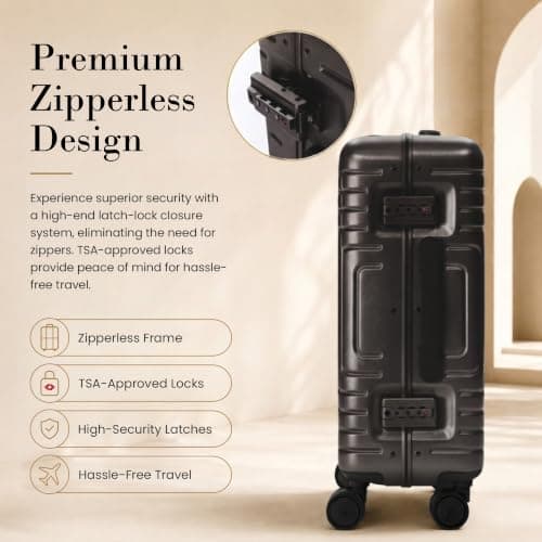 Aerolite Premium 55x40x20 No-Zip Aluminium & Polycarbonate Cabin Suitcase — view 5