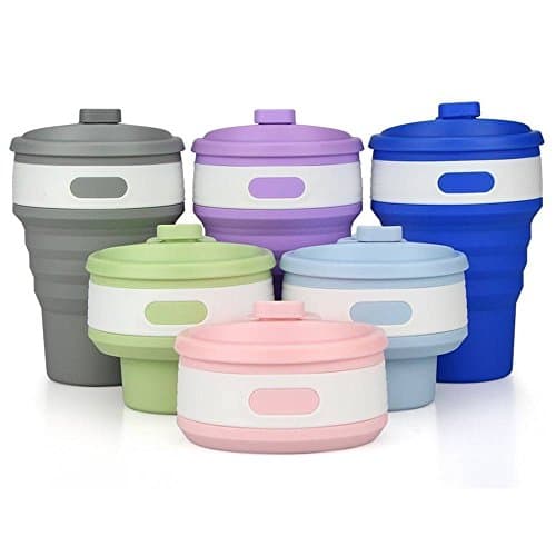 Angzhili Collapsible Coffee Cup Silicone Portable with Lids Multifunctional Silicone Reusable Folding Travel Cup Retractable Mug BPA -Free Coffee Mug for Hiking Outdoor Activities (Grey) — view 2