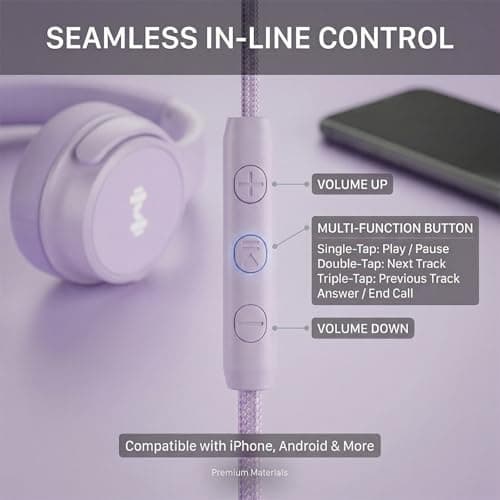 Zollexa Wired Over-Ear Headphones, Mic, 3.5mm Plug, USB-C Adapter, Purple — view 4