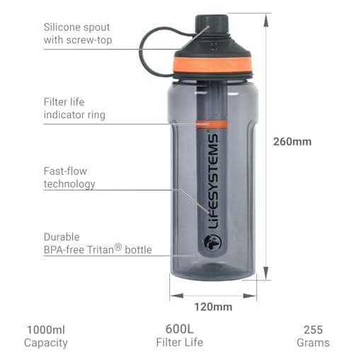 Lifesystems Water Filter Bottle - Remove Viruses, Bacteria & Particles, 1L — view 2