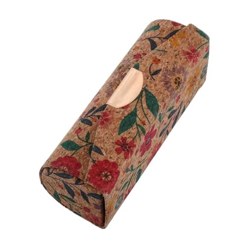 Portable Lipstick Organizer in Brown Cork with Built-in Mirror
