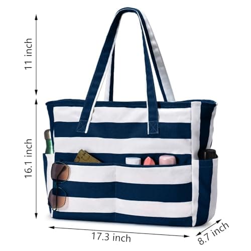 oscaurt Large Beach Bag Waterproof Tote Bag for Women with 8 Pockets Lightweight Shoulder Handbags for Pool Work Gym Shopping Travel Essentials Gifts for Women — view 4