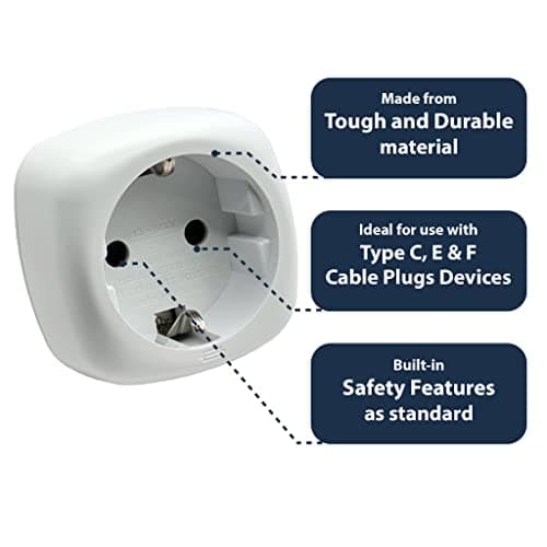 Pipestation European to UK Plug Adaptor - Compact & Lightweight EU to UK Plug Adapter - Type C, E and F (Round Pin) Power Cables EU Plug Adapter to UK - Europe to UK Plug Adaptor Type G — view 2