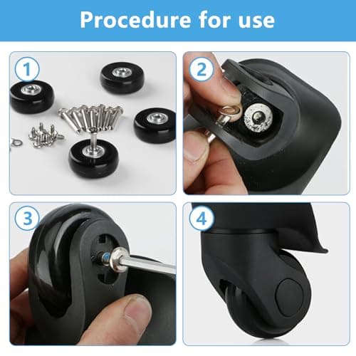 4 Pcs Luggage Wheels Replacement, 50x18mm Suitcase Wheels Replacement — view 5