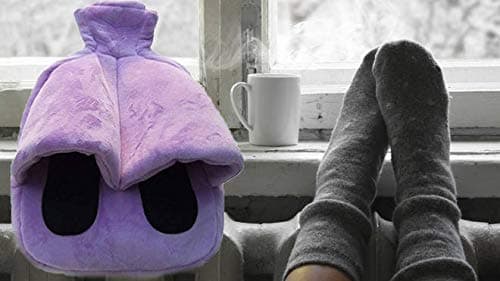Things2KeepUWarm Purple Heated Foot Warmer Hot Water Bottle - Non Electric Soft and Cosy Fleece Feet Warmer for Women with 2L Hot Water Bottle — view 5