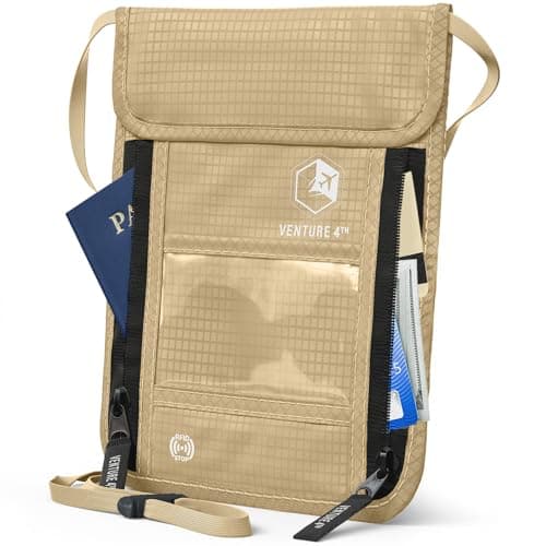 Passport Holder Neck Pouch With RFID Blocking – Hidden Neck Wallet (Beige)