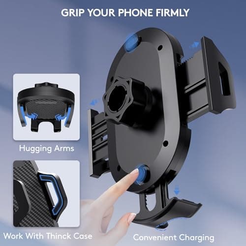 LOLBIU Universal Car Phone Holder Adjustable for Car Windshield, Black — view 3