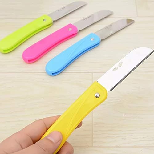 Fruit Knife, 4 Pieces of New Foldable Small Kitchen Knife, Exquisite and Beautiful, Small and Easy to Carry，Suitable for Most Types of Vegetables and Fruits(red, Blue,Green,Yellow) — view 5