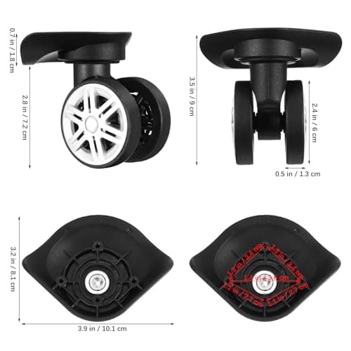 NUOBESTY Suitcase Caster Repair Kits 4 Pcs Black Double Row Wheels with Screws and Screwdriver, Durable TPE Rubber for Heavy Use Travel Suitcase and Cabin Bag — view 2