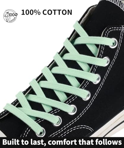 Stepace Cotton Flat Shoe Laces 8mm Shoelaces for Sneaker mint green 120 — view 2