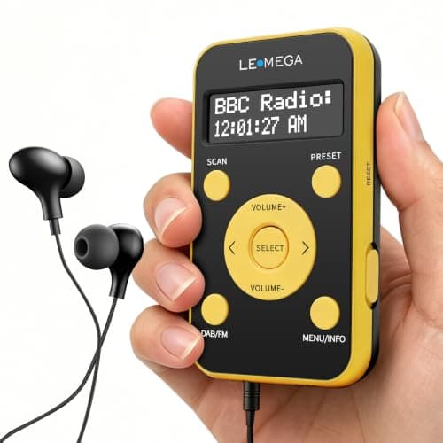LEMEGA PR1L Pocket DAB/FM Digital Radio,Rechargeable,Earphones Incl,Yellow