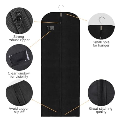 Vicloon 2PCS Garment Bags, Clothes Cover Bags Set Waterproof Dustproof With Zipper, Long Garment Bags Dress Covers for Women Breathable Protector for Clothes/Shirts/Gowns/Dresses 60 * 180cm — view 3