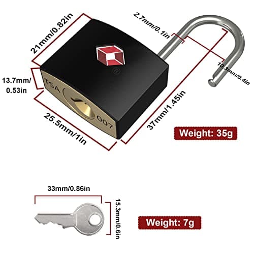 TSA Luggage Locks with Keys, [4 Packs][8 Keys] Diyife Key Travel Locks, Suitcase Padlock for Luggage, Keyed Luggage Locks Brass for Gym Lockers, Laptop Bags,Travel Suitcases（Black — view 2