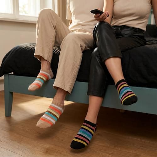 Zuimei 7 Pairs Trainer Socks for Womens 4-7, No Show Ankle Socks Striped — view 6