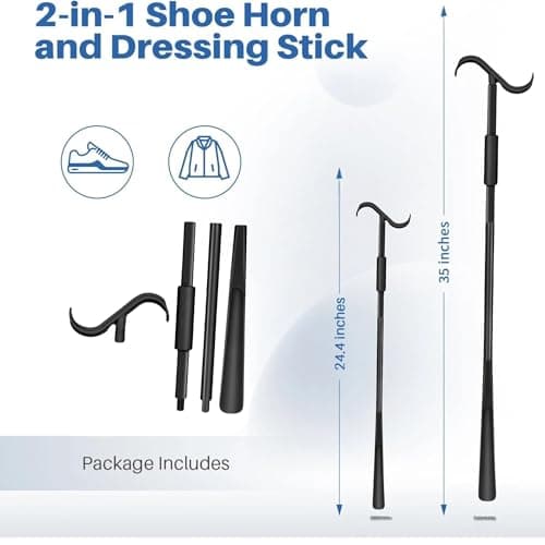 2 in 1 Dressing Aid Stick Adjustable 35'' Inch with Shoe Horn & Sock Removal Tool for Elderly & Seniors to Put on and Take Off Shoes & Clothes,-NHS Healthcare — view 5