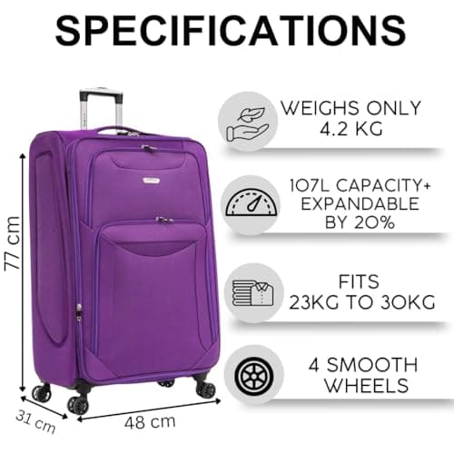 29" Large Super Lightweight 4 Wheel Suitcase Luggage Expandable With Wheels — view 2