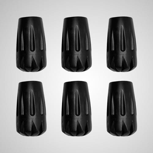 6Pcs Universal Trekking Pole Tips, Durable Rubber Ferrules with Enhanced Grip for Hiking Poles, Walking Sticks & Crutches - Fit Most Terrain Like Asphalt, Rock, Snow, Mud (Black) — view 4
