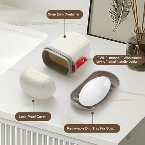 Chefiva Leakproof Travel Soap Case with Lid Portable Bar Soap Holder for Traveling,Camping & Gym White Waterproof Soap Container for Bathroom,Shower & Outdoor Use — view 3
