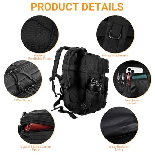 Geebymol 45L Military Tactical Backpacks Large Molle Army Assault Pack — view 5