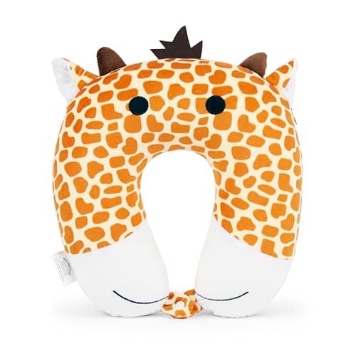 Mousehouse Gifts - Orange Giraffe Memory Foam Travel Pillow, Plush Neck Support for Kids and Adults
