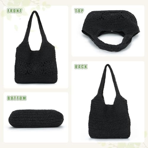 Freiesoldaten Straw Tote Bag for Women Large Summer Beach Woven Shoulder Bag for Travel Vacation — view 4