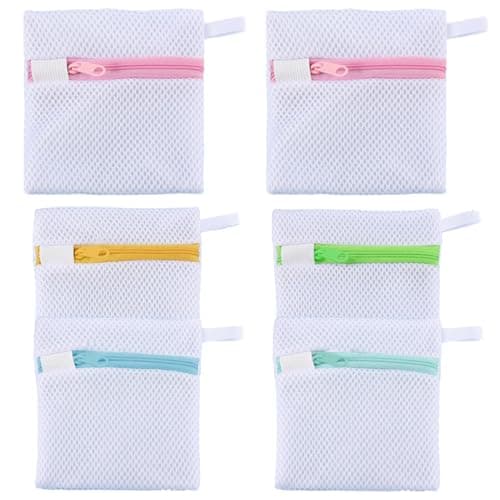 YFTRFR 6 Pack Small Laundry Bag, Mini Anti-Sticking Storage Bag Thick Mesh Zipper Closure Reusable for Protect Delicate Garments, Home, Hotel, Outdoor Travel, Wash Socks, Gloves(5 Color)