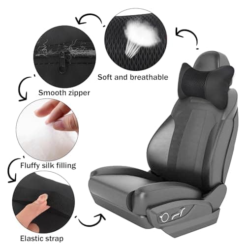 Tolenre Car Headrest Cushion, Auto Headrest PU Leather 28x18 cm, Comfortable Anti-Fatigue Breathable Car Cushion for Car Seat Travel Car Accessories — view 3