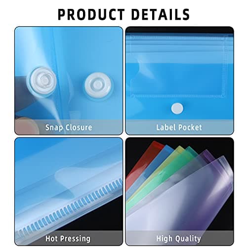 Plastic Wallets A4-30 Pack Plastic Folders Waterproof Document Wallet Files Folder Clear A4 Wallets with Popper Wallet for Home, School, Travel and Office Supplies Storage, Assorted Colours — view 5