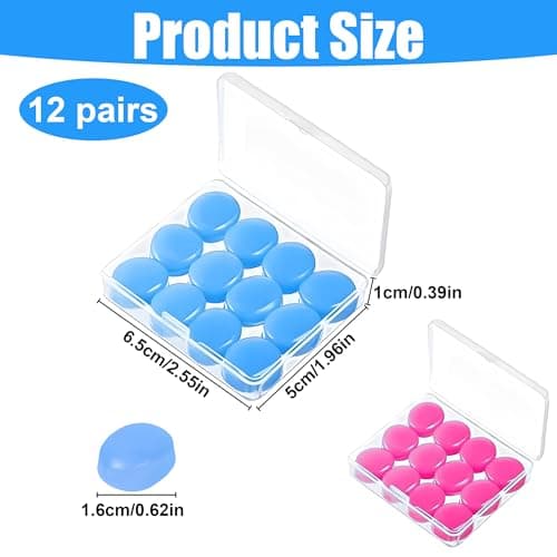 12 Pairs Silicone Ear Plugs for Sleeping, 27dB Noise Cancelling & Waterproof - Reusable Soft Earplugs for Sleep, Swimming, Travel, Concerts - Comfort Fit for Side Sleepers & Travelers — view 2