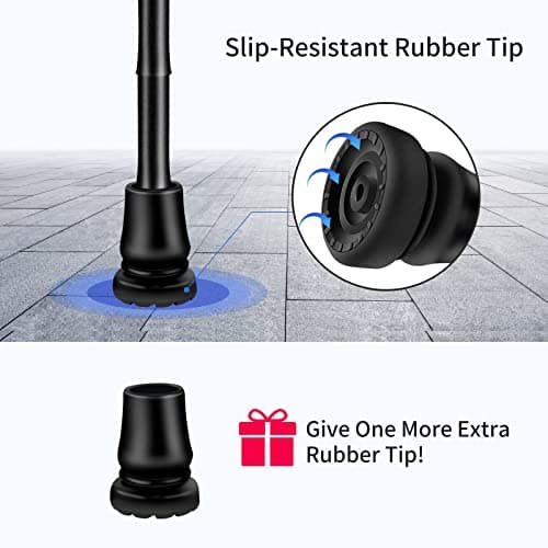 Folding Walking Stick with Light, OOCOME Foldable Walking Sticks for Men & Women Seniors Walking Aids Collapsible Walking Cane with Non-Slip Base Adjustable Height 77cm-90cm — view 6