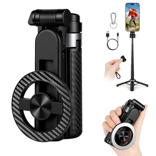 Ainiv 4-in-1 Multifunctional Magnetic Selfie Stick, 360°Rotation Phone Tripod with Wireless Remote for iPhone & Android, for Travel, Vlogging, Photos, Video Recording