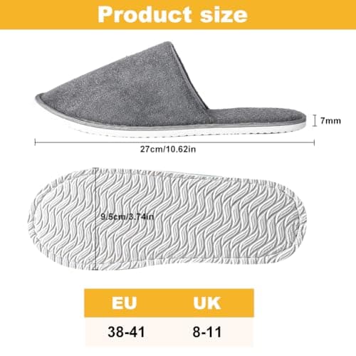 Cosysparks Portable Travel Slippers, Non-Disposable Hotel Slippers Reusable Spa Flight Anti-Slip Indoor House (Starry Sky Grey, UK Footwear Size System, Adult, Women, Alpha, Medium, One Size) — view 5