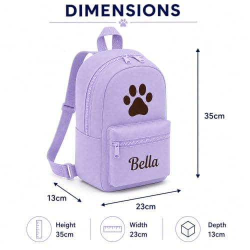 Hoolaroo Personalised Dog Bag Dog Walking Rucksack Doggy Daycare Backpack 35x23cm – Custom Name Pet Travel Organiser for Walks, Daycare, Hikes – Lightweight, Durable & Water-Resistant, Lilac — view 3