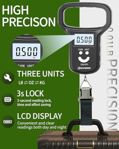 NIVERN Digital Luggage Scale with Strong Strap & Backlit LCD, Portable Suitcase Weighing Scales for Travel, Airline Baggage & Postal Use, Ideal Fishing Accessories for Outdoor Enthusiasts — view 2